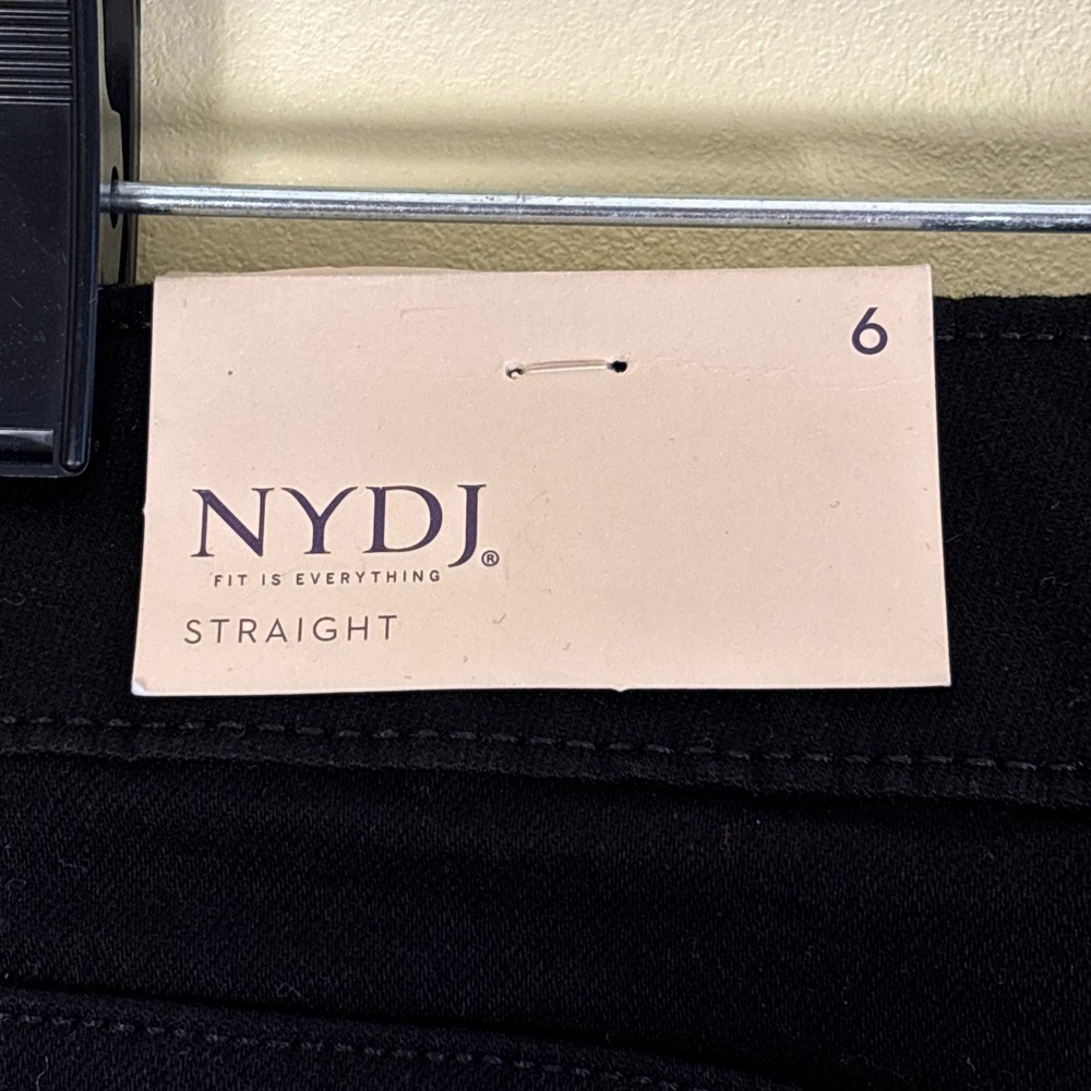 NWT NYDJ Marilyn Straight Leg Jeans Black Women Size 6 Casual Office High Rise - Picture 15 of 16
